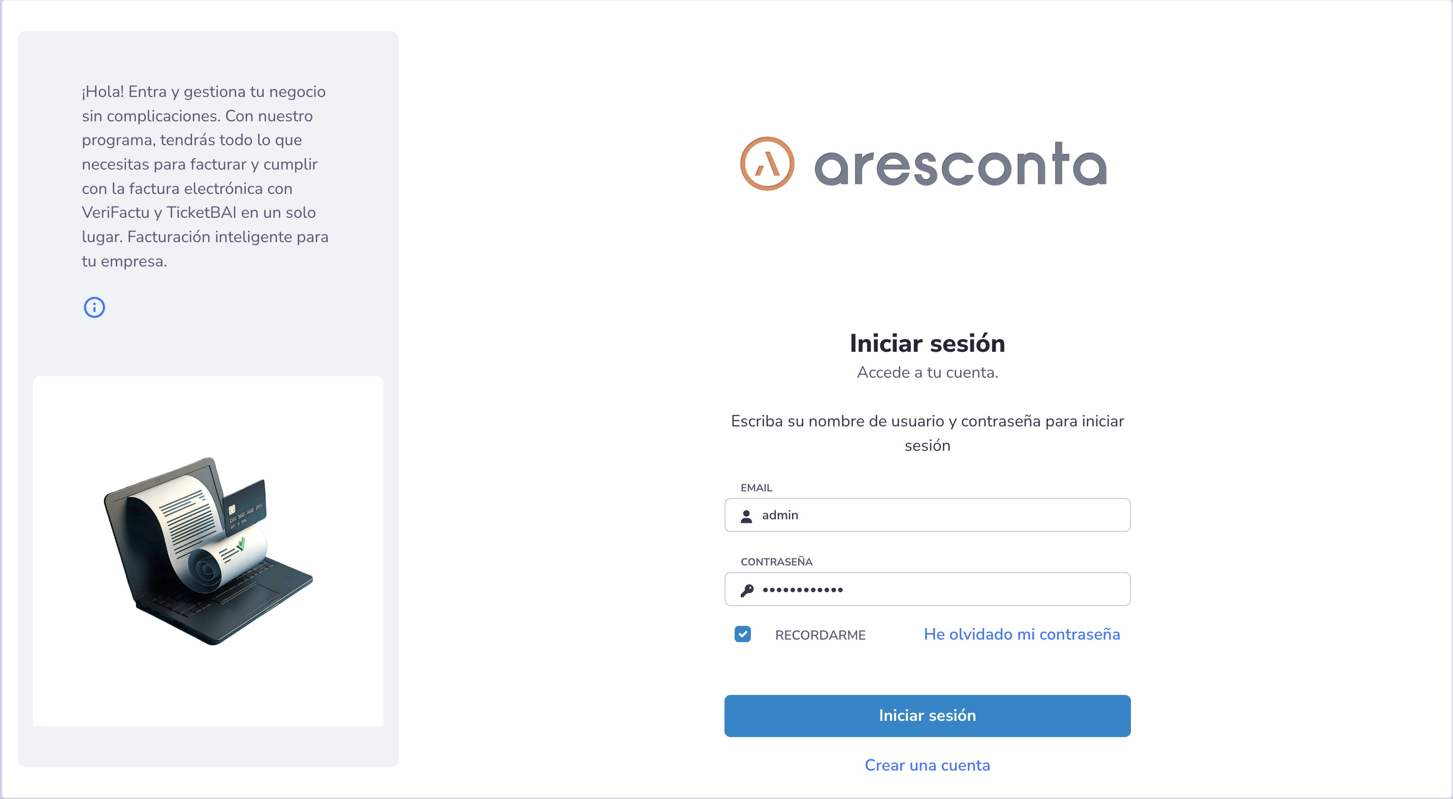 Captura de pantalla de Aresconta